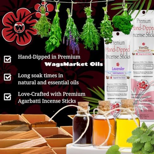 WagsMarket Premium Hand Dipped Incense Sticks with Egyptian Musk