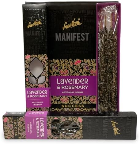 Premium Artisanal Thick Incense Sticks Lavender Rosemary Gift Box 12 Packs