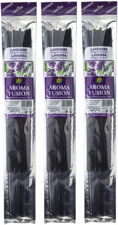 Aroma Fusion 19 Inch Jumbo Hand Dipped Incense 10 Stick Pack Lavender Green