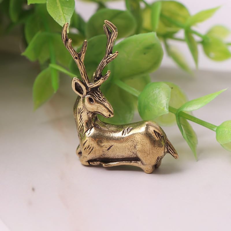 4Pcs Adorable Deer Figurine Solid Brass Decor