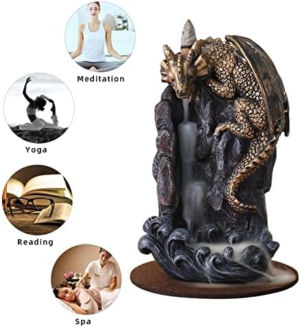 Golden Dragon Backflow Incense Burner with 100 Cones