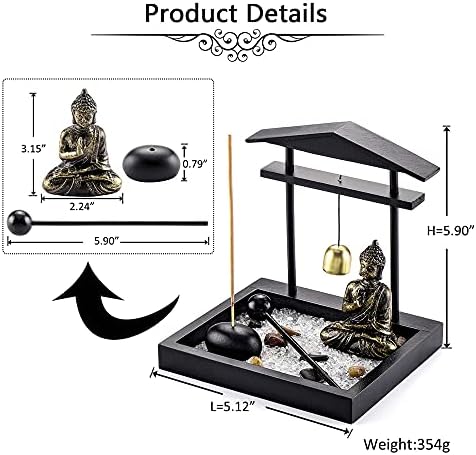 Jovivi Zen Garden Set with Buddha Statue and Incense Holder