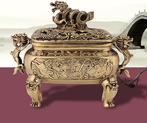 Walfront Antique Bronze Copper Dragon Incense Holder