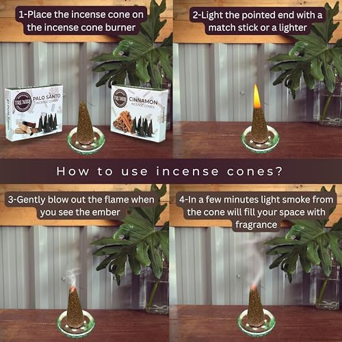 TRUMIRI Palo Santo Cinnamon Incense Cone Combo Pack - 10 Each
