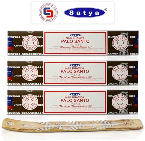 Satya Nag Champa Palo Santo Incense Sticks 45gm Pack with Raajsee Holder