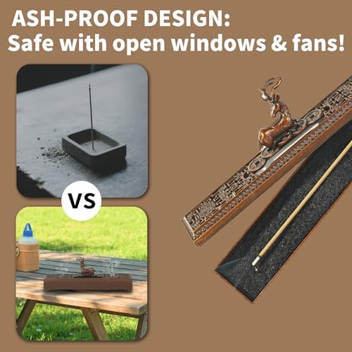 Windproof Copper Incense Holder - Chinese Style for Sticks Up to 55 Inches