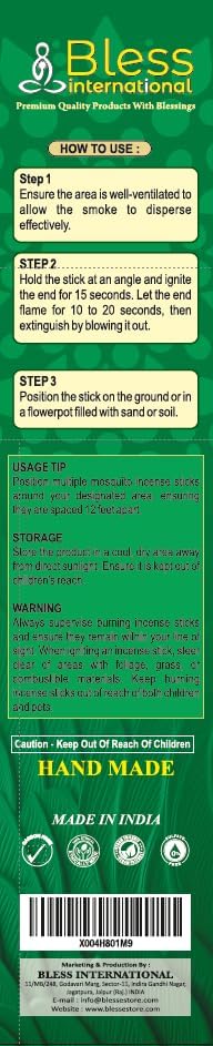Bless International Mosquito Repellent Incense Sticks 75 PCS