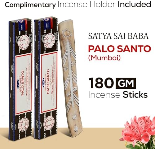 Satya Palo Santo Incense Sticks 15gmx12 Pack with Raajsee Incense Holder
