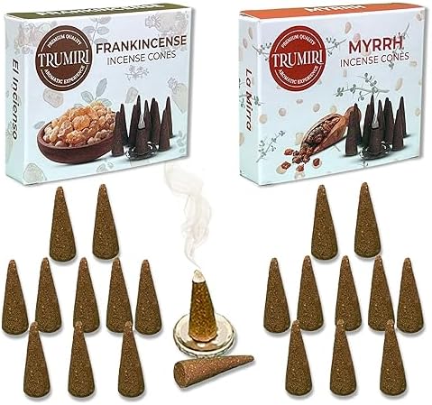 TRUMIRI Incense Cones - 20 Pack 10 Frankincense 10 Myrrh