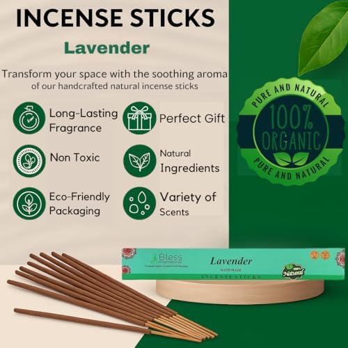 Bless Lavender 100 Natural Hand Dipped Incense Sticks 100 Sticks