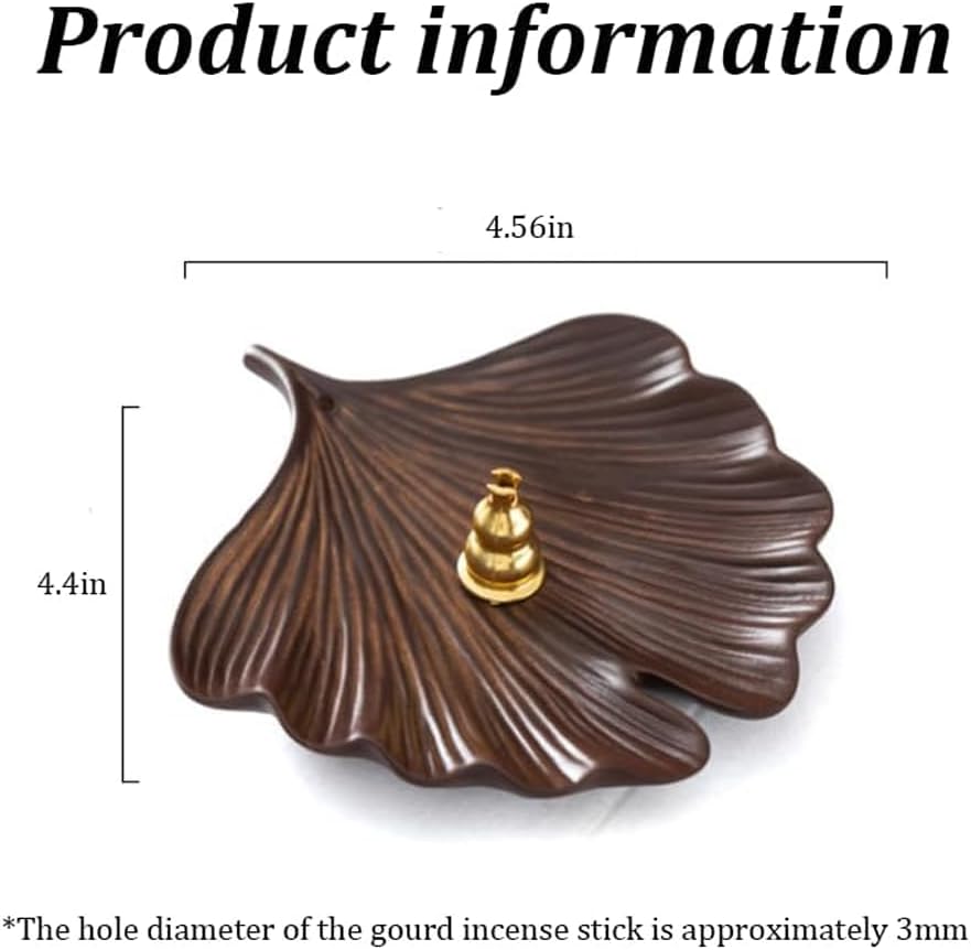 2-Style Ceramic Incense Burner with Ash Catcher and Stand Bodhi Ginkgo Leaf Decor