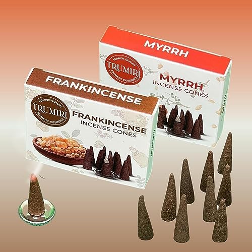 TRUMIRI Incense Cones - 20 Pack 10 Frankincense 10 Myrrh