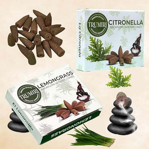 TRUMIRI Backflow Incense Cones 20-Pack Citronella Lemongrass