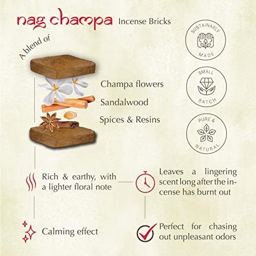 Aromafume Nag Champa Incense Bricks Refill Pack 3x9