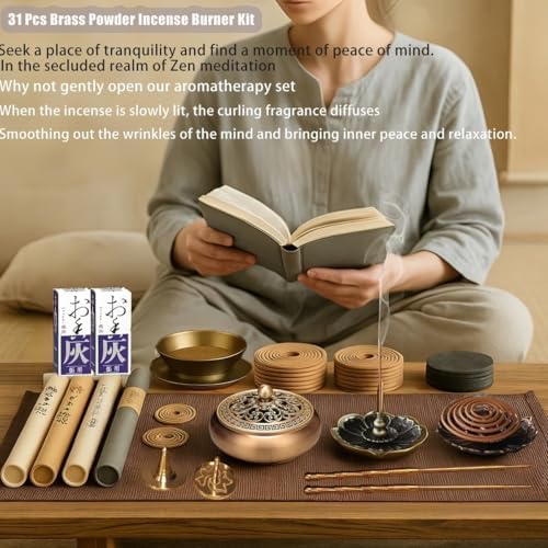31 Pcs Brass Incense Burner Set for Yoga and Meditation