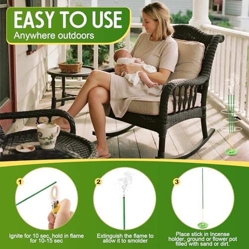 Qualirey 90 Pcs Citronella Incense Sticks for Outdoor Use
