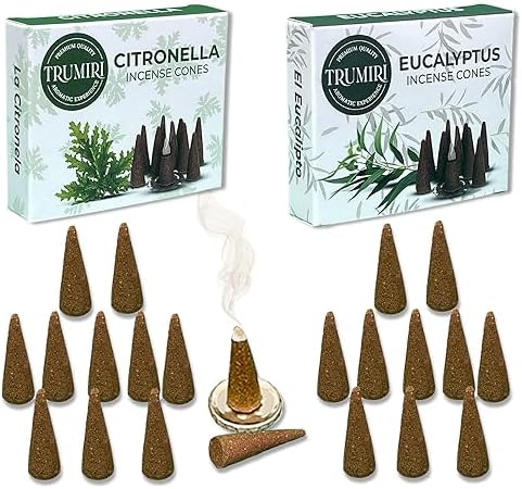 TRUMIRI Incense Cones - 20 Pack of Citronella Eucalyptus
