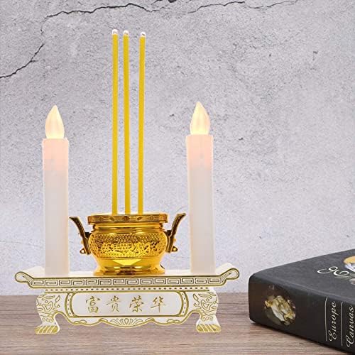 1 Pc LED Incense Burner Kit - Buddhist Wealth Figurine Ornament for Home Decoration