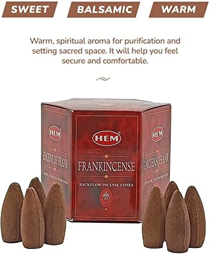 HEM Backflow Incense Cones - Frankincense Myrrh 40 Cones Spiritual Waterfall Incense