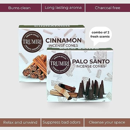 TRUMIRI Palo Santo Cinnamon Incense Cone Combo Pack - 10 Each