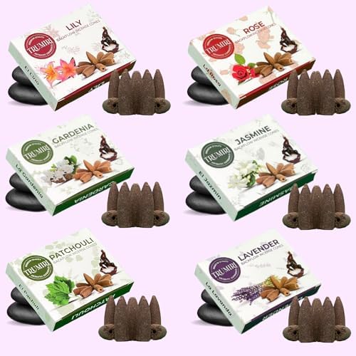 Trumiri Floral Backflow Incense Cones - 60 Large Variety Pack