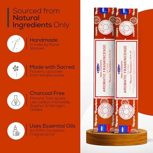 Satya Aromatic Frankincense Incense Sticks 45 gm Pack with Raajsee Holder