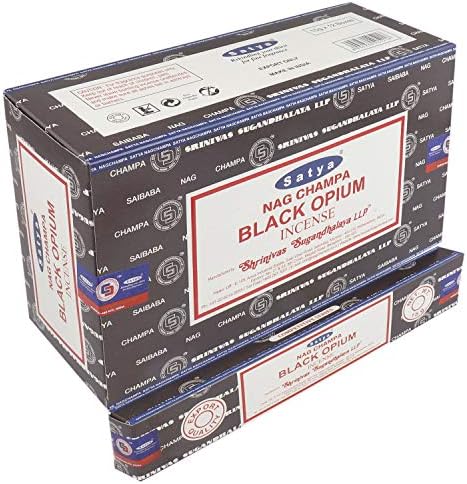 Satya 01347 Black Opium Incense Sticks 12 Packs