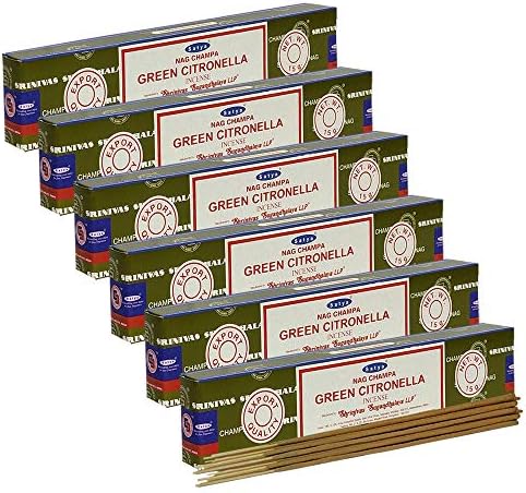 Trumiri Incense Stick Holder Bundle with Satya Nag Champa Green Citronella Incense Sticks - Pack of 6