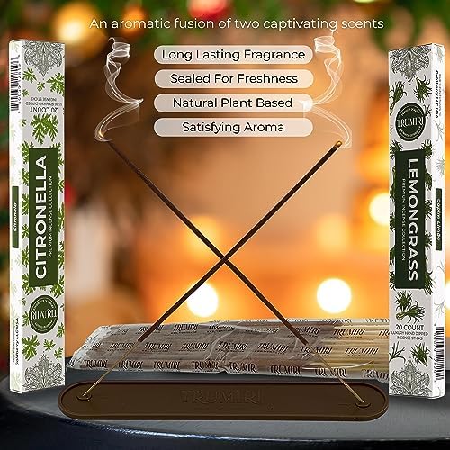 TRUMIRI Organic Incense Sticks - 40 Pack 20 Citronella 20 Lemongrass