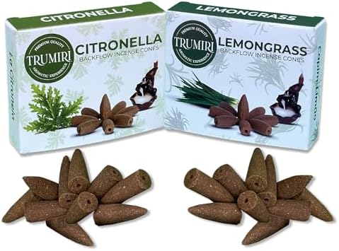 TRUMIRI Backflow Incense Cones 20-Pack Citronella Lemongrass