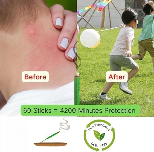 Genzers Outdoor Citronella Incense Sticks with Holder 60 Pcs