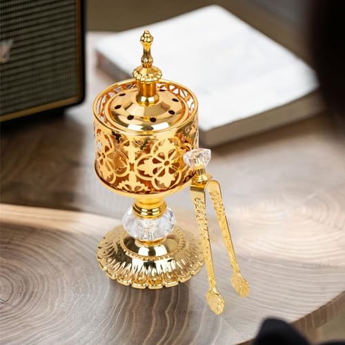 4 Pc Golden Incense Tongs with Floral Handle