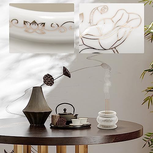 4-Inch White Ceramic Incense Burner Pot for Meditation and Prayer