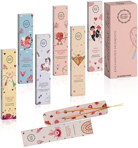 Raajsee Natural Incense Sticks Variety Pack - 120 Sticks 6 Scents Organic Non Toxic Boho Gift Set