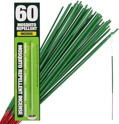 60 Mosquito Repellent Incense Sticks - Natural Citronella for Outdoor Use