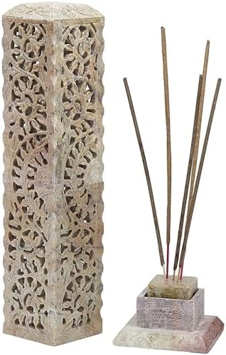 Handmade Carving Soapstone Incense Stick Holder Tower