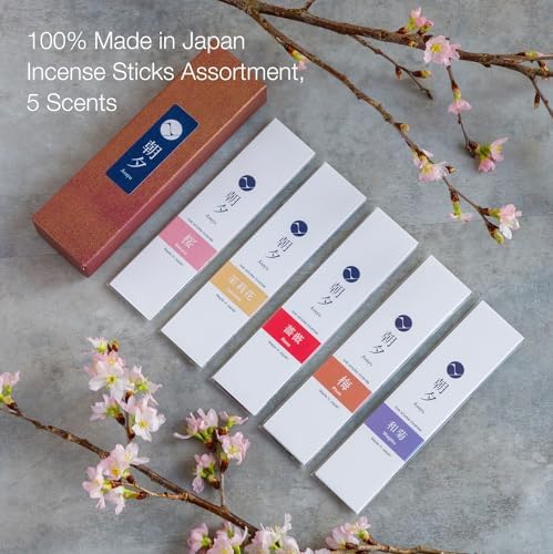 Asayu Japan Incense Sticks Assortment 5 Floral Fragrances 20g