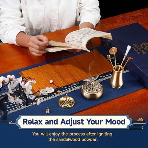 RE RELIURE Chinese Incense Burner Kit with Powder and Charcoal