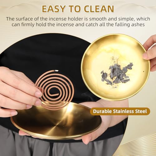 Baderke 4 in 1 Incense Burner Set 12 Pieces Brass Holder for Sticks Coils Cones and Ash Catcher