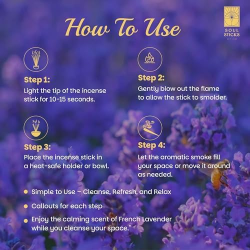 Soul Sticks French Lavender Incense Sticks 20g 5 Crystals Set