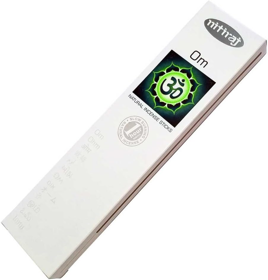Nitiraj Platinum Natural Incense Sticks 1 Hour 2 Pack Om