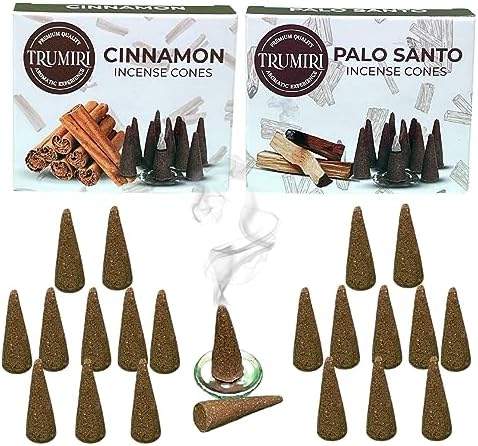 TRUMIRI Palo Santo Cinnamon Incense Cone Combo Pack - 10 Each