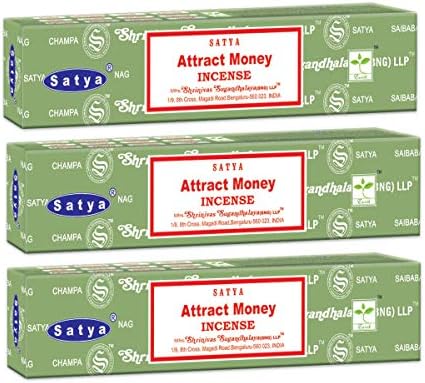 3 Pack Satya Sai Baba Nag Champa Incense Sticks 15g Box Attract Money