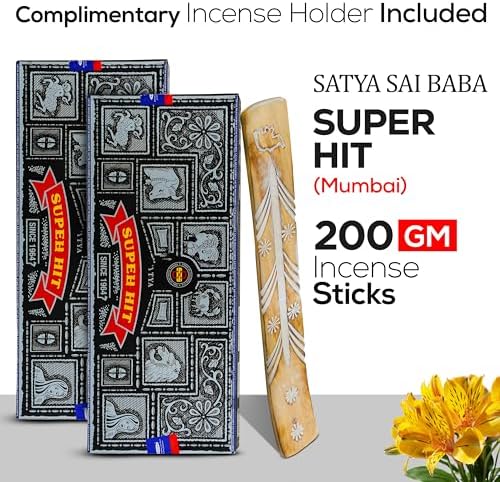 Satya Super Hit Incense Sticks 100g x 2 Pack Incense Holder Bundle