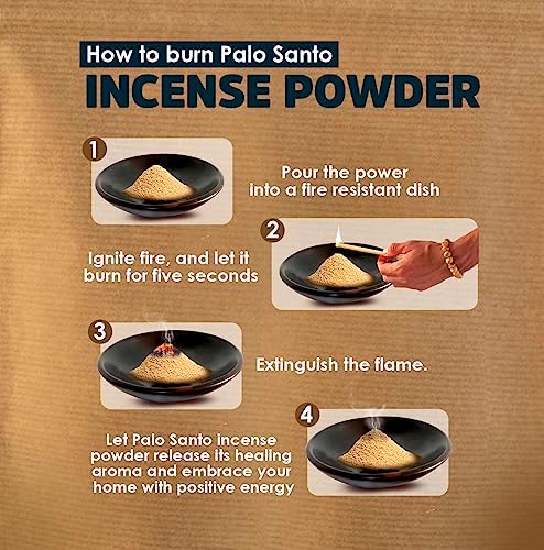 OLA BLUE Palo Santo Powder 4oz Natural from Peru for Smudging and Meditation