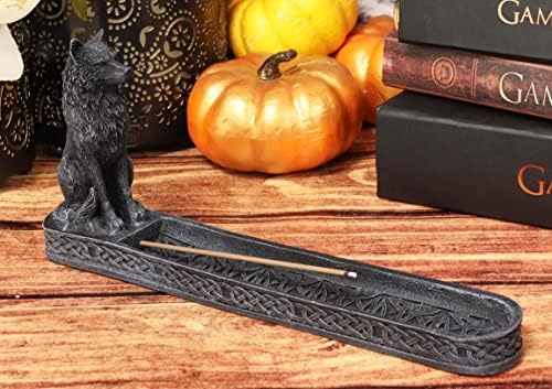Ebros Moonlight Alpha Wolf Incense Burner Holder Figurine