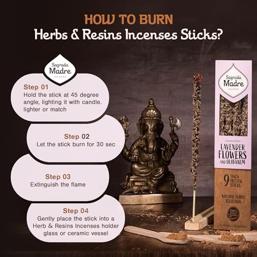 Sagrada Madre 9 pcs Natural Lavender Olibanum Incense Sticks