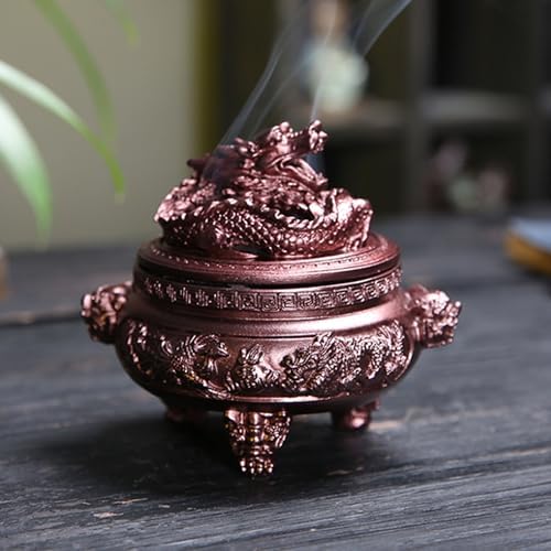 Feng Shui Dragon Incense Holder with Lid and Stand for Aromatherapy and Home Decoration
