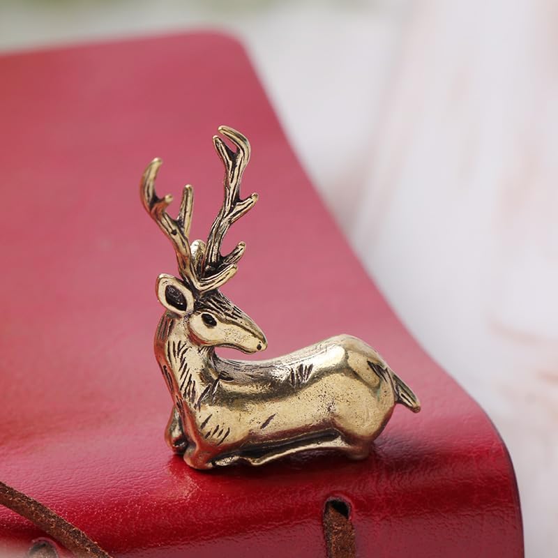 4Pcs Adorable Deer Figurine Solid Brass Decor