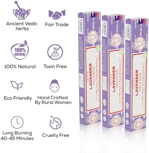 Raajsee Satya Lavender Incense Sticks 15gmx12Pack with Holder